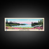 Mosquito Lake, Northwest Territories Framed Canvas Print, Panoramic Wall Art, Midcentury Modern, Pop Art, Home Decor, Travel Poster, Bedroom Art