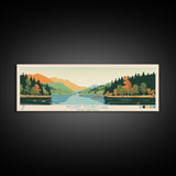 Mount Storm Lake, West Virginia Framed Canvas Print, Panoramic Wall Art, Midcentury Modern, Pop Art, Home Decor, Travel Poster, Living Room Art