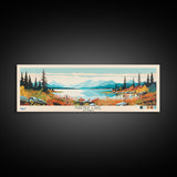 Naknek Lake, Alaska Framed Canvas Print, Panoramic Wall Art, Midcentury Modern, Pop Art, Home Decor, Travel Poster, Living Room Art