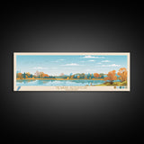 Newark Reservoir, Delaware Framed Canvas Print, Panoramic Wall Art, Midcentury Modern, Pop Art, Home Decor, Travel Poster, Bedroom Art