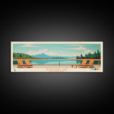 Newfound Lake, New Hampshire Framed Canvas Print, Panoramic Wall Art, Midcentury Modern, Pop Art, Home Decor, Travel Poster, Living Room Art