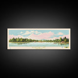 Norfork Lake, Arkansas Framed Canvas Print, Panoramic Wall Art, Midcentury Modern, Pop Art, Home Decor, Travel Poster, Bedroom Art