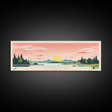 North South Lake, New York Framed Canvas Print, Panoramic Wall Art, Midcentury Modern, Pop Art, Home Decor, Travel Poster, Bedroom Art