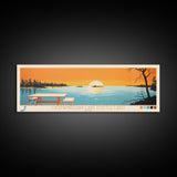 Okamanpeedan Lake (Tuttle Lake), Iowa Framed Canvas Print, Panoramic Wall Art, Midcentury Modern, Pop Art, Home Decor, Travel Poster, Bedroom Art