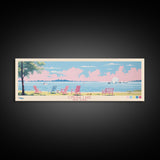 Oneida Lake, New York Framed Canvas Print, Panoramic Wall Art, Midcentury Modern, Pop Art, Home Decor, Travel Poster, Bedroom Art