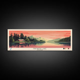 Pakwash Lake, Ontario Framed Canvas Print, Panoramic Wall Art, Midcentury Modern, Pop Art, Home Decor, Travel Poster, Bedroom Art