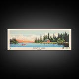 Payette Lake, Idaho Framed Canvas Print, Panoramic Wall Art, Midcentury Modern, Pop Art, Home Decor, Travel Poster, Living Room Art