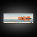 Randleman Lake, North Carolina Framed Canvas Print, Living Room Art, Midcentury Modern, Panoramic Wall Art, Pop Art, Travel Poster