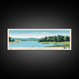 Robert S. Kerr Reservoir, Oklahoma Framed Canvas Print, Panoramic Wall Art, Midcentury Modern Decor, Home Decoration, Pop Art, Travel Poster