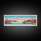 Rose Valley Lake, Pennsylvania Framed Canvas Print, Panoramic Travel Poster, Midcentury Modern Art, Bedroom Decor, Pop Art, Wall Art