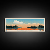 Ross Barnett Reservoir, Mississippi Framed Canvas Print, Panoramic Wall Art, Midcentury Modern Decor, Living Room Art, Pop Art, Travel Poster