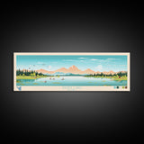 Sandy Lake, Alaska Framed Canvas Print, Panoramic Travel Poster, Midcentury Modern Art, Living Room Decor, Pop Art, Wall Art