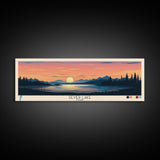 Sevier Lake, Utah Framed Canvas Print, Panoramic Travel Poster, Midcentury Modern Art, Home Decor, Pop Art, Wall Decoration