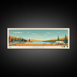 Sheridan Lake, South Dakota Framed Canvas Print, Panoramic Wall Art, Midcentury Modern Decor, Pop Art, Travel Poster, Living Room Decoration