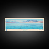 Walker Lake, Nevada Framed Canvas Print, Panoramic Lake House Decor, Midcentury Modern Art, Pop Art, Travel Poster, Bedroom Wall Art