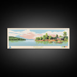 Weiss Lake, Alabama Framed Canvas Print, Lake House Decor, Panoramic Art, Midcentury Modern, Pop Art, Travel Poster, Living Room Wall Art