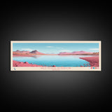 Wild Horse Reservoir, Nevada Panoramic Framed Canvas Print, Lake House Art, Midcentury Modern Decor, Pop Art, Travel Poster, Bedroom Wall Art