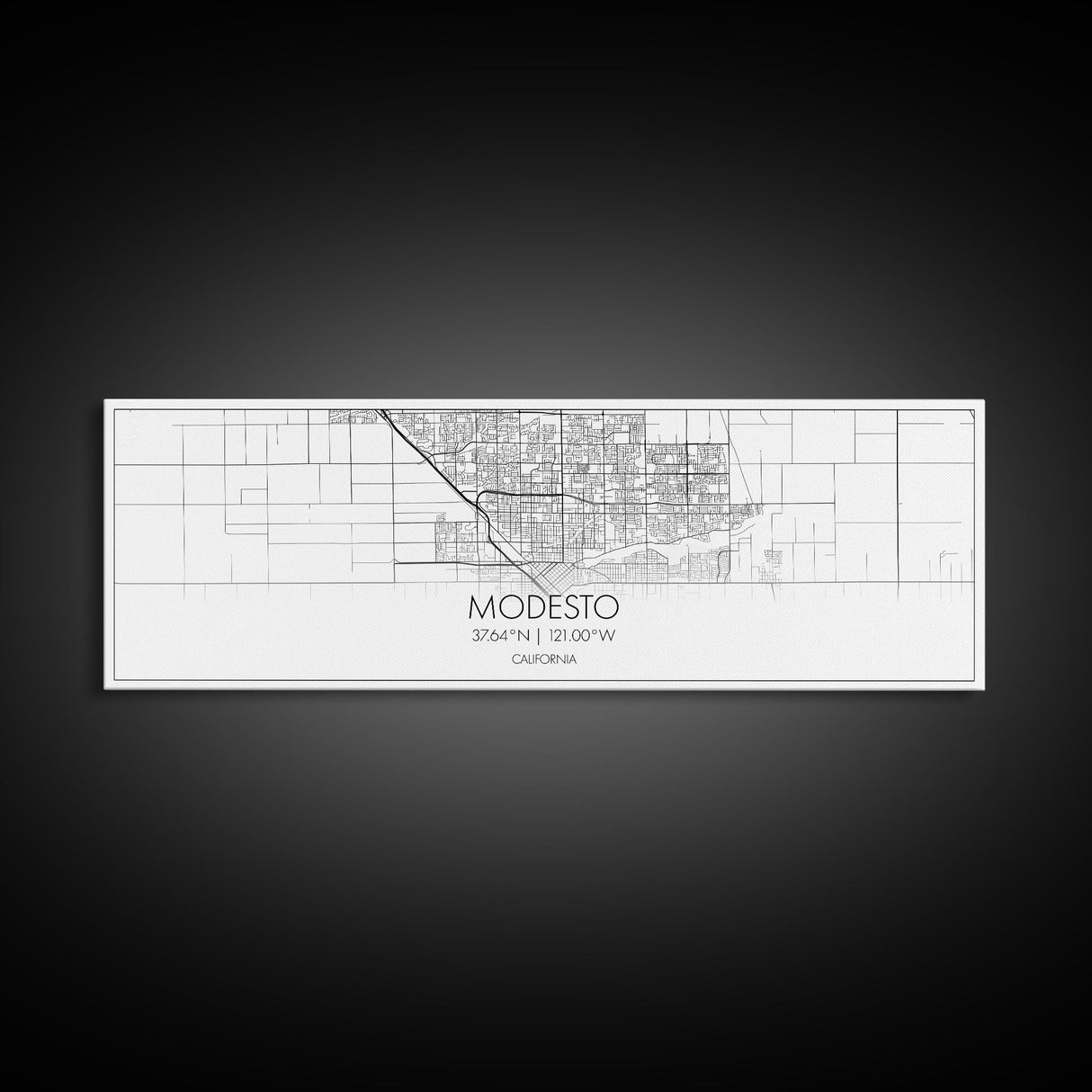 Panoramic Modesto City Map, California Art, Map Print, Minimalist Wall Art, Canvas Art, Housewarming Gift, Street Map Art, Closing Gift