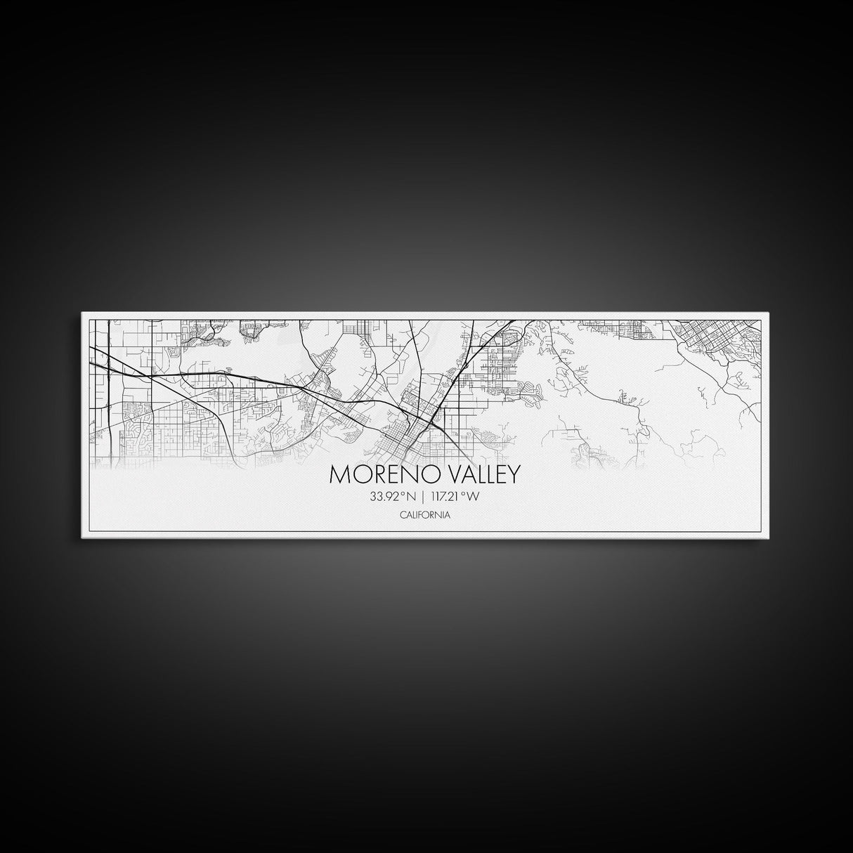 Panoramic Moreno Valley City Map, California Art, Map Print, Minimalist Wall Art, Canvas Art, Housewarming Gift, Street Map, Closing Gift