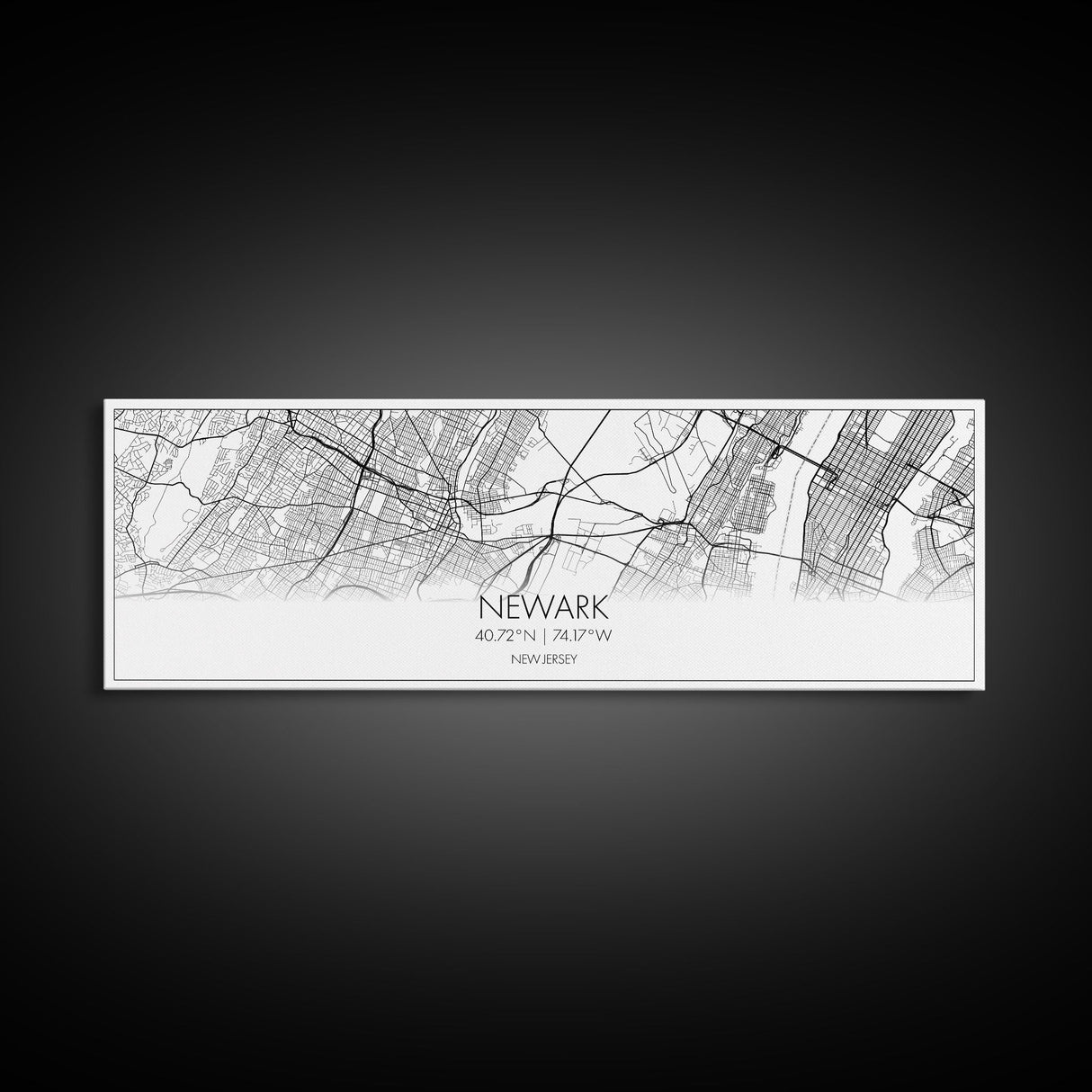 Panoramic Newark City Map, New Jersey Art, Map Print, Minimalist Wall Art, Canvas Art, Housewarming Gift, Street Map Art, Closing Gift