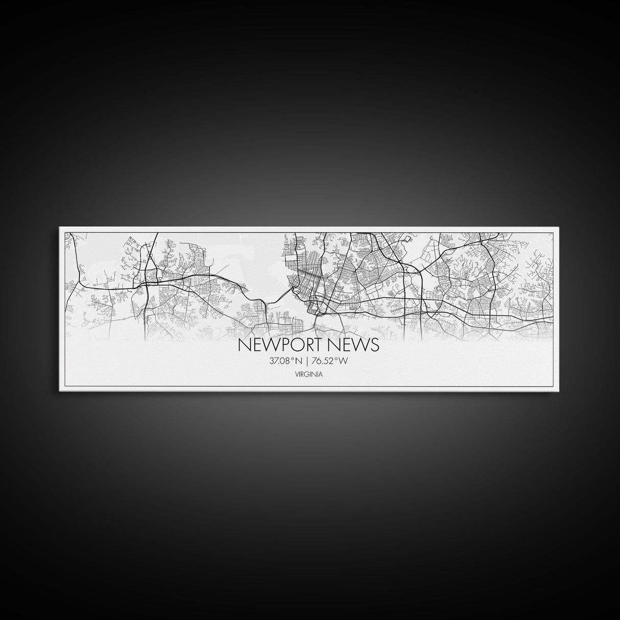 Panoramic Newport News City Map, Virginia Art, Map Print, Minimalist Wall Art, Canvas Art, Housewarming Gift, Street Map Art, Closing Gift