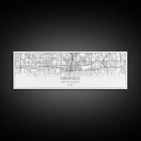 Panoramic Orlando City Map, Florida Art, Map Print, Minimalist Wall Art, Canvas Art, Housewarming Gift, Street Map Art, Closing Gift