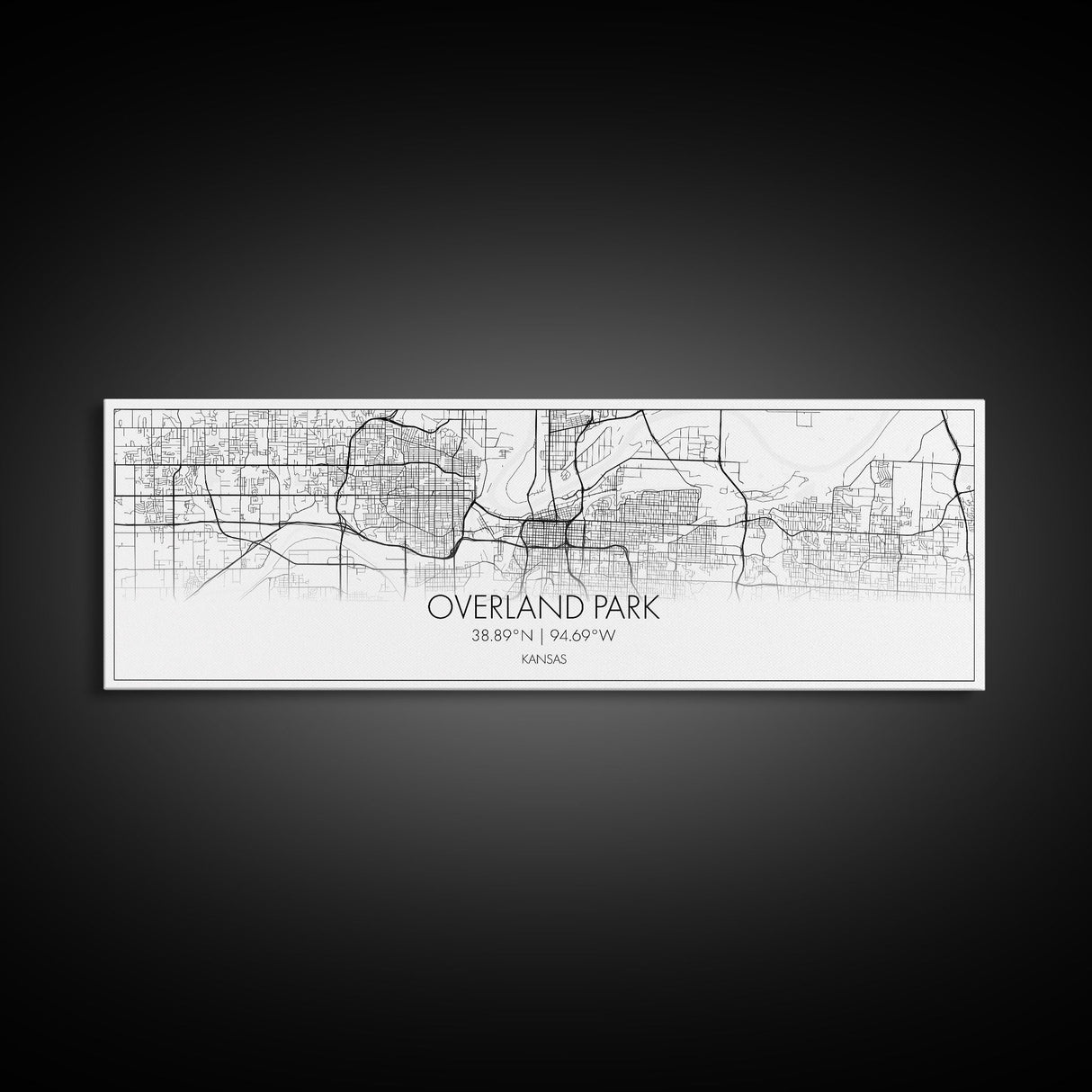 Panoramic Overland Park City Map, Kansas Art, Map Print, Minimalist Wall Art, Canvas Art, Housewarming Gift, Street Map Art, Closing Gift