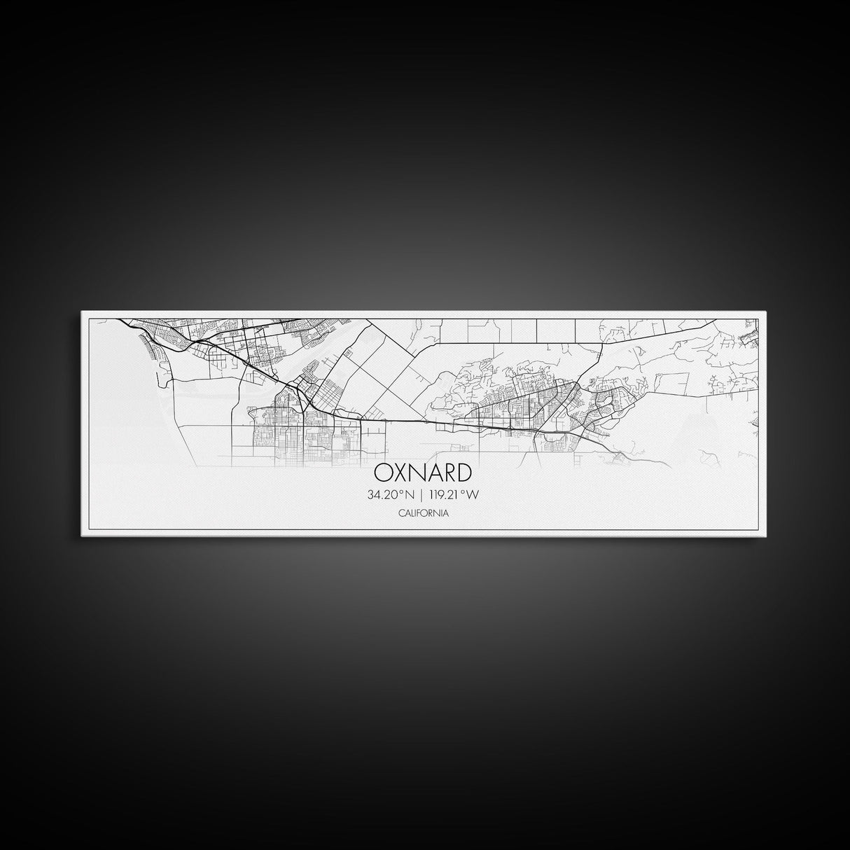 Panoramic Oxnard City Map, California Art, Map Print, Minimalist Wall Art, Canvas Art, Housewarming Gift, Street Map Art, Closing Gift