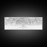 Panoramic Paris City Map, France Art, Map Print, Minimalist Wall Art, Canvas Art, Housewarming Gift, Street Map Art, Closing Gift