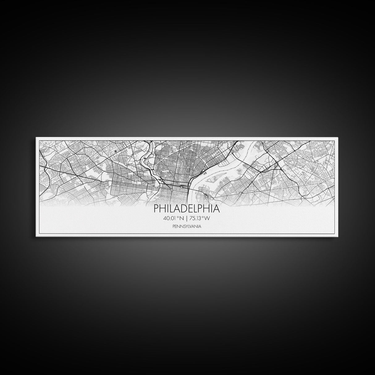 Panoramic Philadelphia City Map, Pennsylvania Art, Map Print, Minimalist Wall Art, Canvas Art, Housewarming Gift, Street Map, Closing Gift