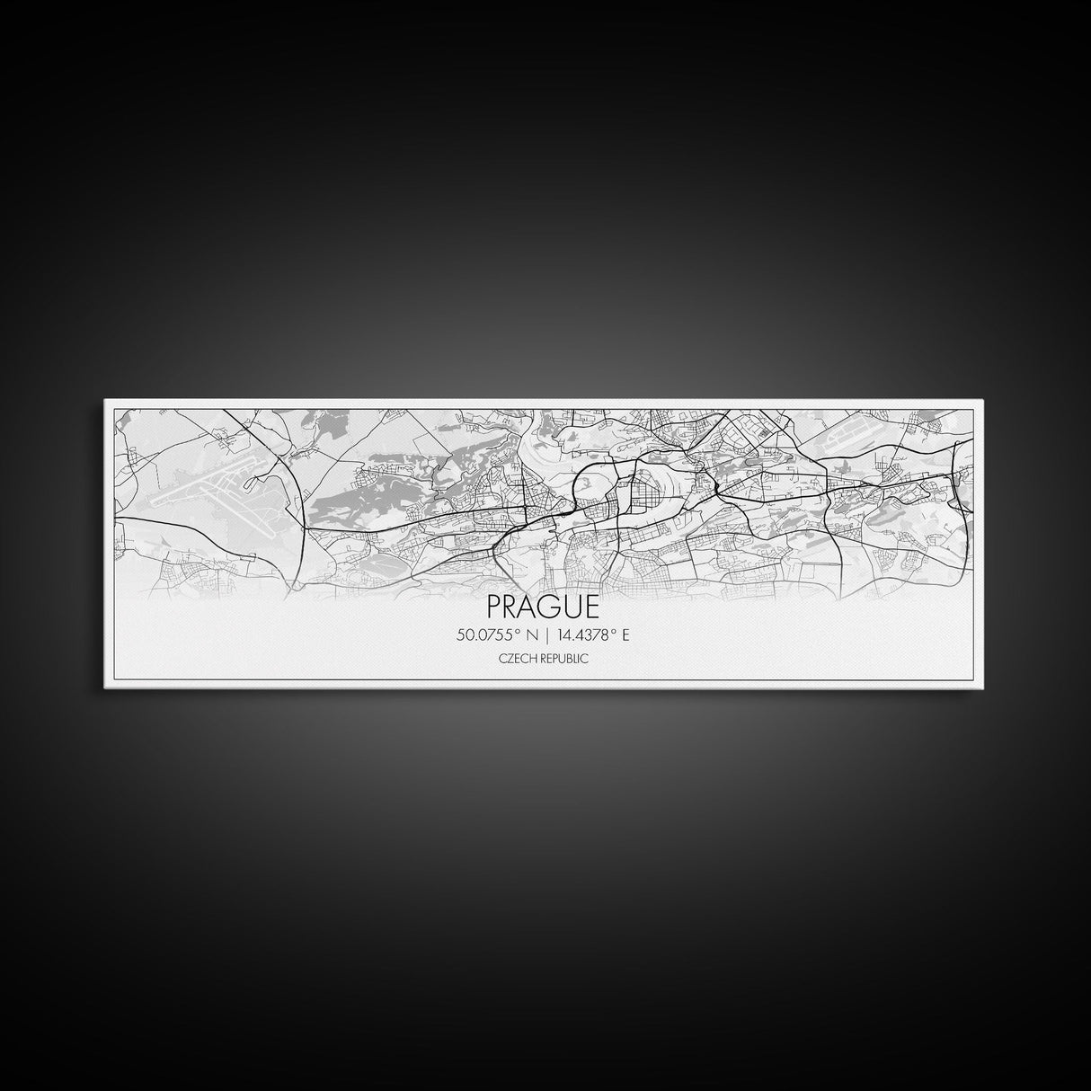 Panoramic Prague City Map, Czech Republic Art, Map Print, Minimalist Wall Art, Canvas Art, Housewarming Gift, Street Map Art, Closing Gift