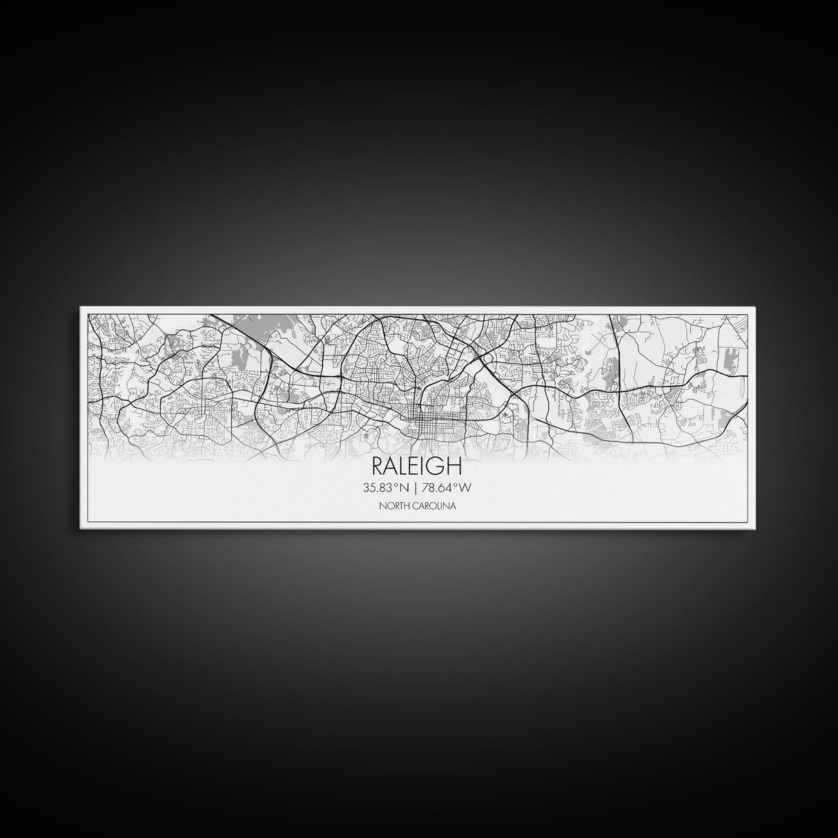 Panoramic Raleigh City Map, North Carolina Art, Map Print, Minimalist Wall Art, Canvas Art, Housewarming Gift, Street Map Art, Closing Gift