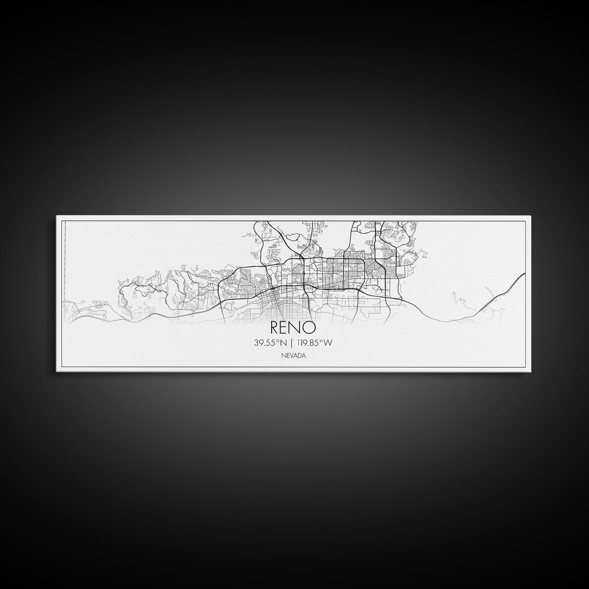 Panoramic Reno City Map, Nevada Art, Map Print, Minimalist Wall Art, Canvas Art, Housewarming Gift, Street Map Art, Closing Gift