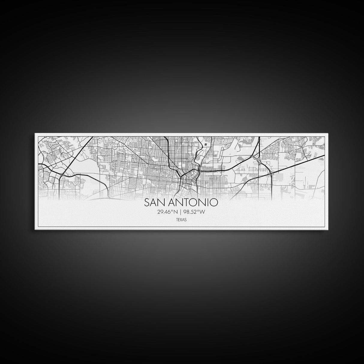 Panoramic San Antonio City Map, Texas Art, Map Print, Minimalist Wall Art, Canvas Art, Housewarming Gift, Street Map Art, Closing Gift