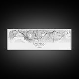 Panoramic San Diego City Map, California Art, Map Print, Minimalist Wall Art, Canvas Art, Housewarming Gift, Street Map Art, Closing Gift