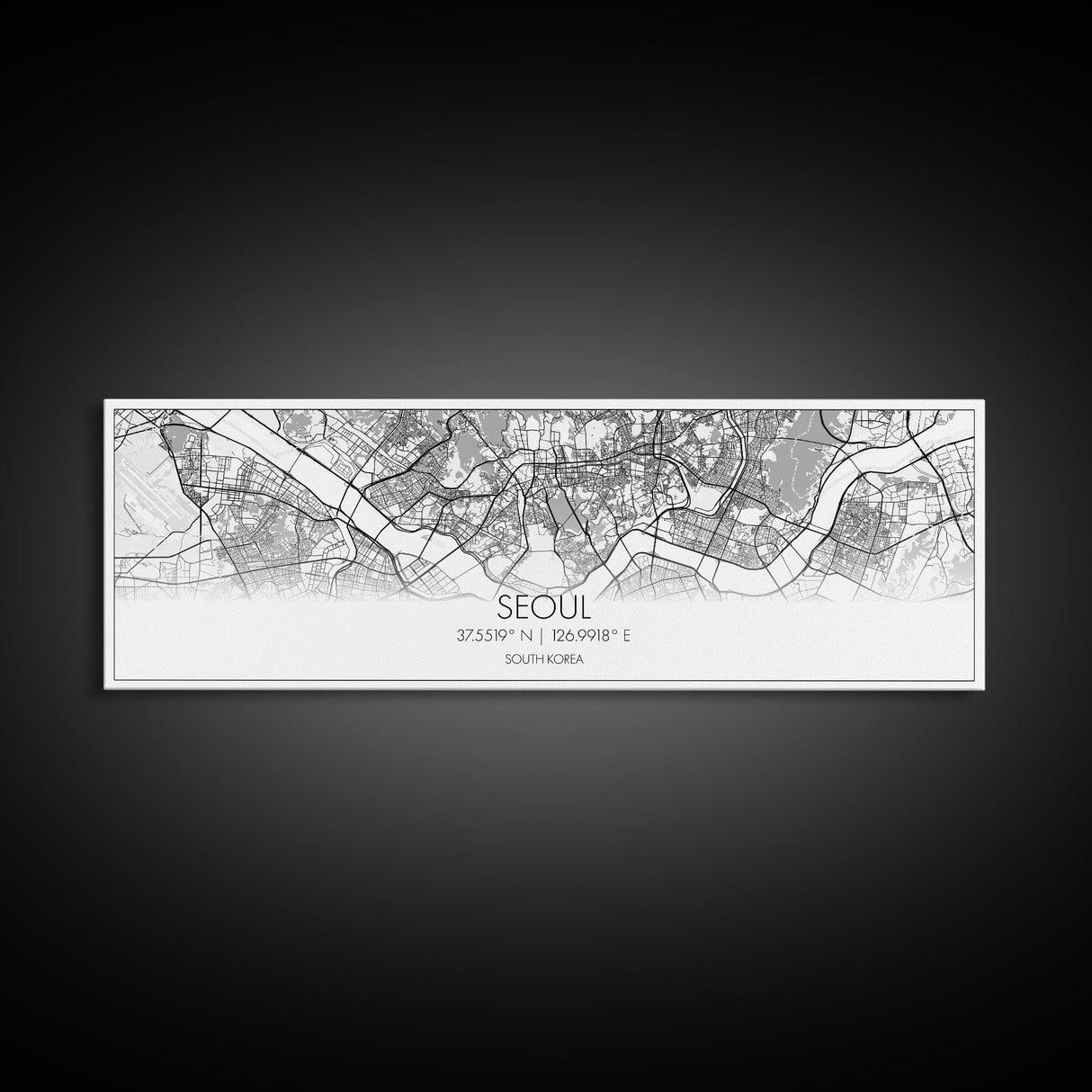 Panoramic Seoul City Map, South Korea Art, Map Print, Minimalist Wall Art, Canvas Art, Housewarming Gift, Street Map Art, Closing Gift