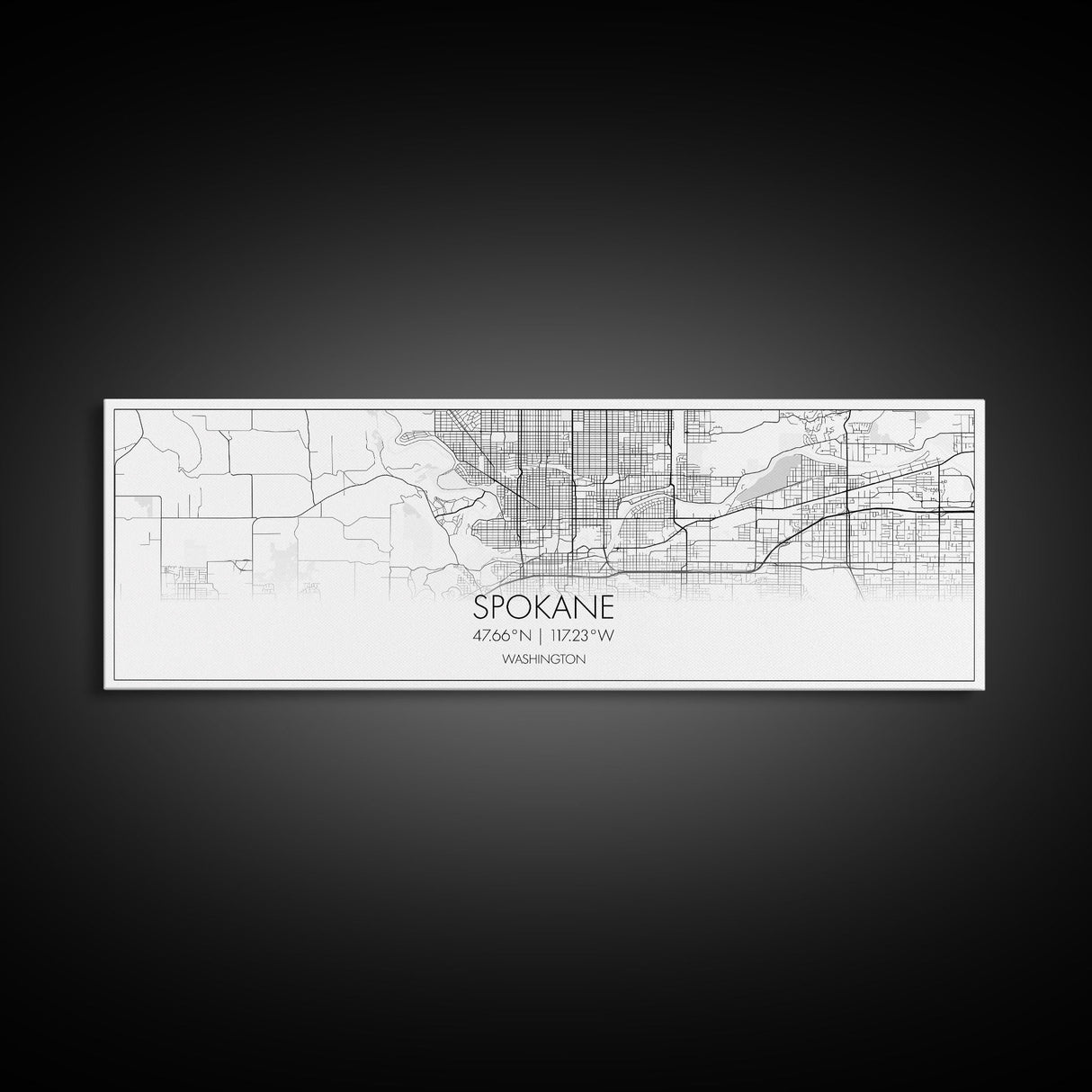 Panoramic Spokane City Map, Washington Art, Map Print, Minimalist Wall Art, Canvas Art, Housewarming Gift, Street Map Art, Closing Gift