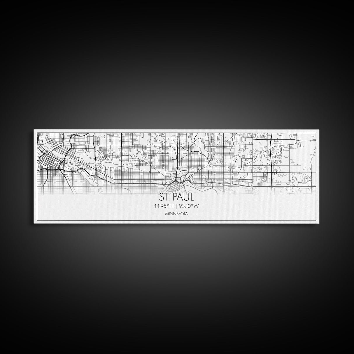 Panoramic St Paul City Map, Minnesota Art, Map Print, Minimalist Wall Art, Canvas Art, Housewarming Gift, Street Map Art, Closing Gift