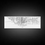 Panoramic St Petersburg City Map, Florida Art, Map Print, Minimalist Wall Art, Canvas Art, Housewarming Gift, Street Map Art, Closing Gift