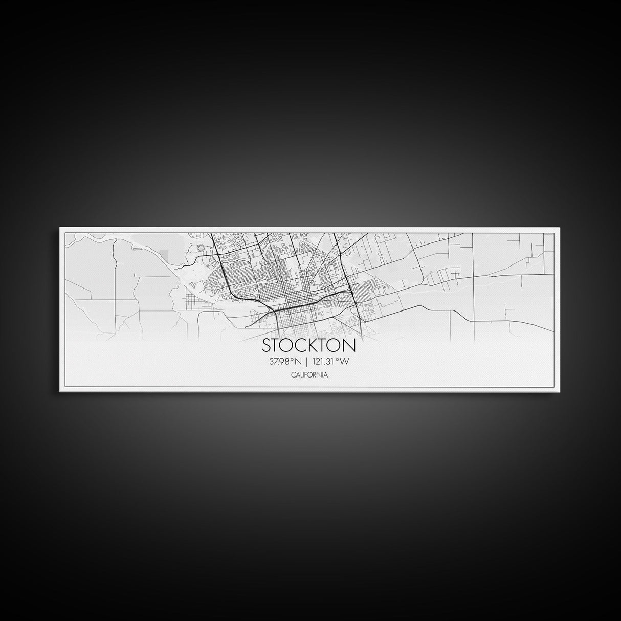 Panoramic Stockton City Map, California Art, Map Print, Minimalist Wall Art, Canvas Art, Housewarming Gift, Street Map Art, Closing Gift