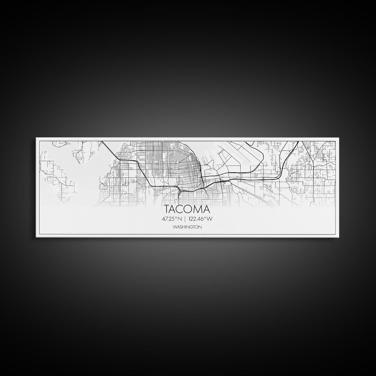 Panoramic Tacoma City Map, Washington Art, Map Print, Minimalist Wall Art, Canvas Art, Housewarming Gift, Street Map Art, Closing Gift