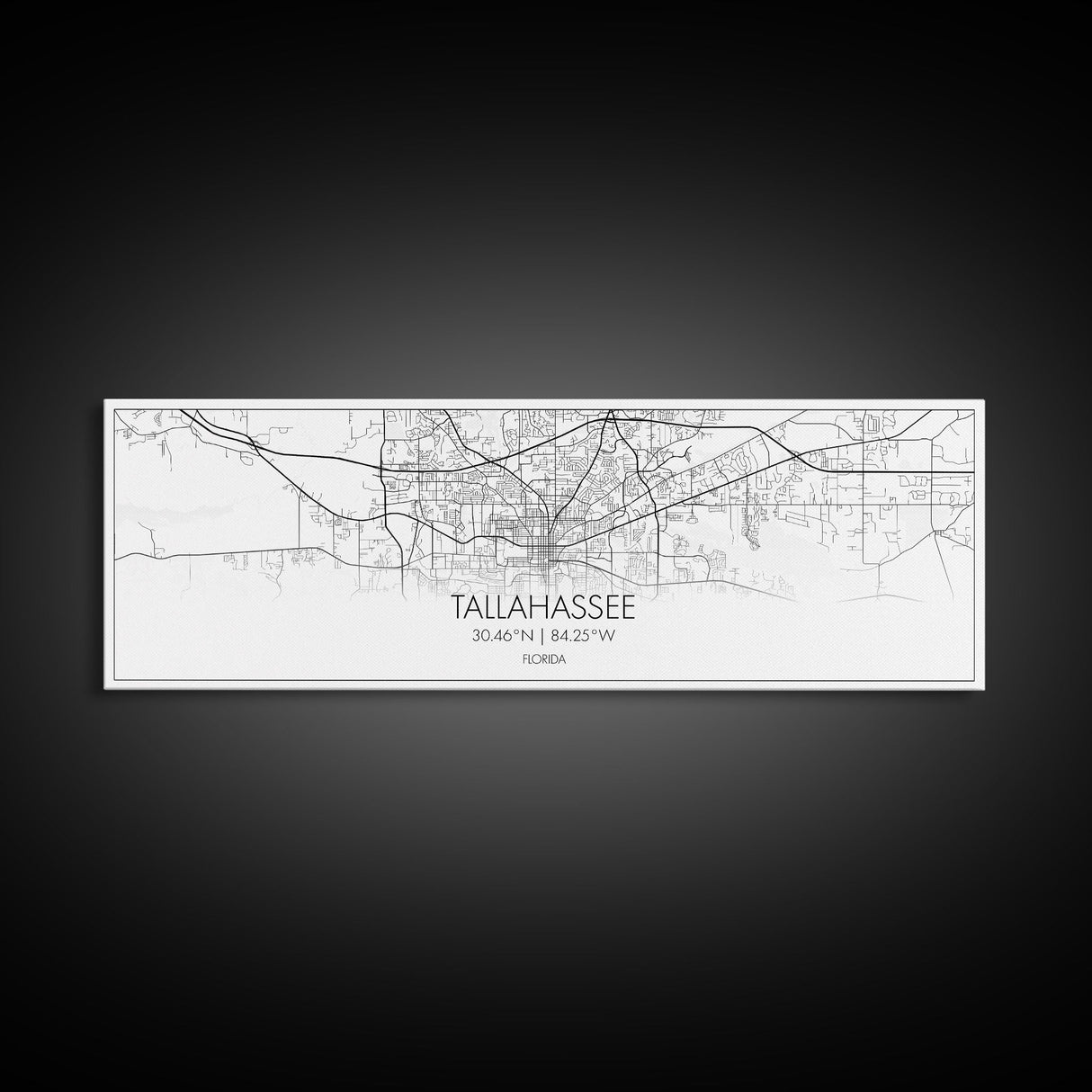 Panoramic Tallahassee City Map, Florida Art, Map Print, Minimalist Wall Art, Canvas Art, Housewarming Gift, Street Map Art, Closing Gift