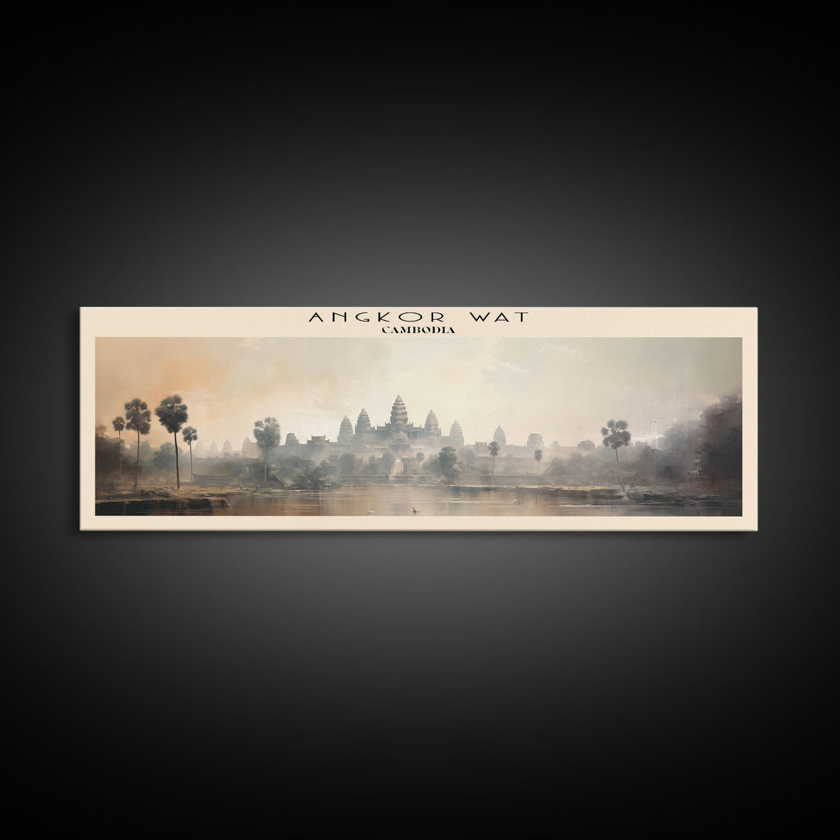 Angkor Wat Cambodia | Framed Travel Poster Canvas Print | Trendy Wall Art | Watercolor Painting | Living Room Art | Unique Art