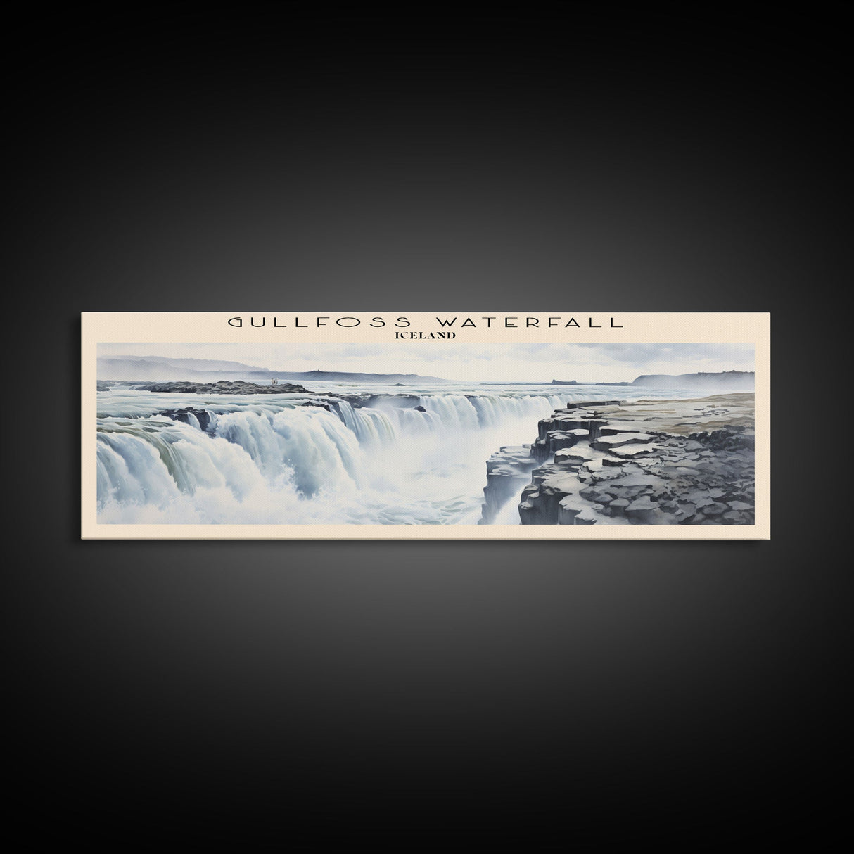 Gullfoss Waterfall Travel Poster Print, Framed Canvas Wall Art, Metal Wall Art, COUNTRY art, Gift For Him, Travel Wall Art, Travel Lover Gift