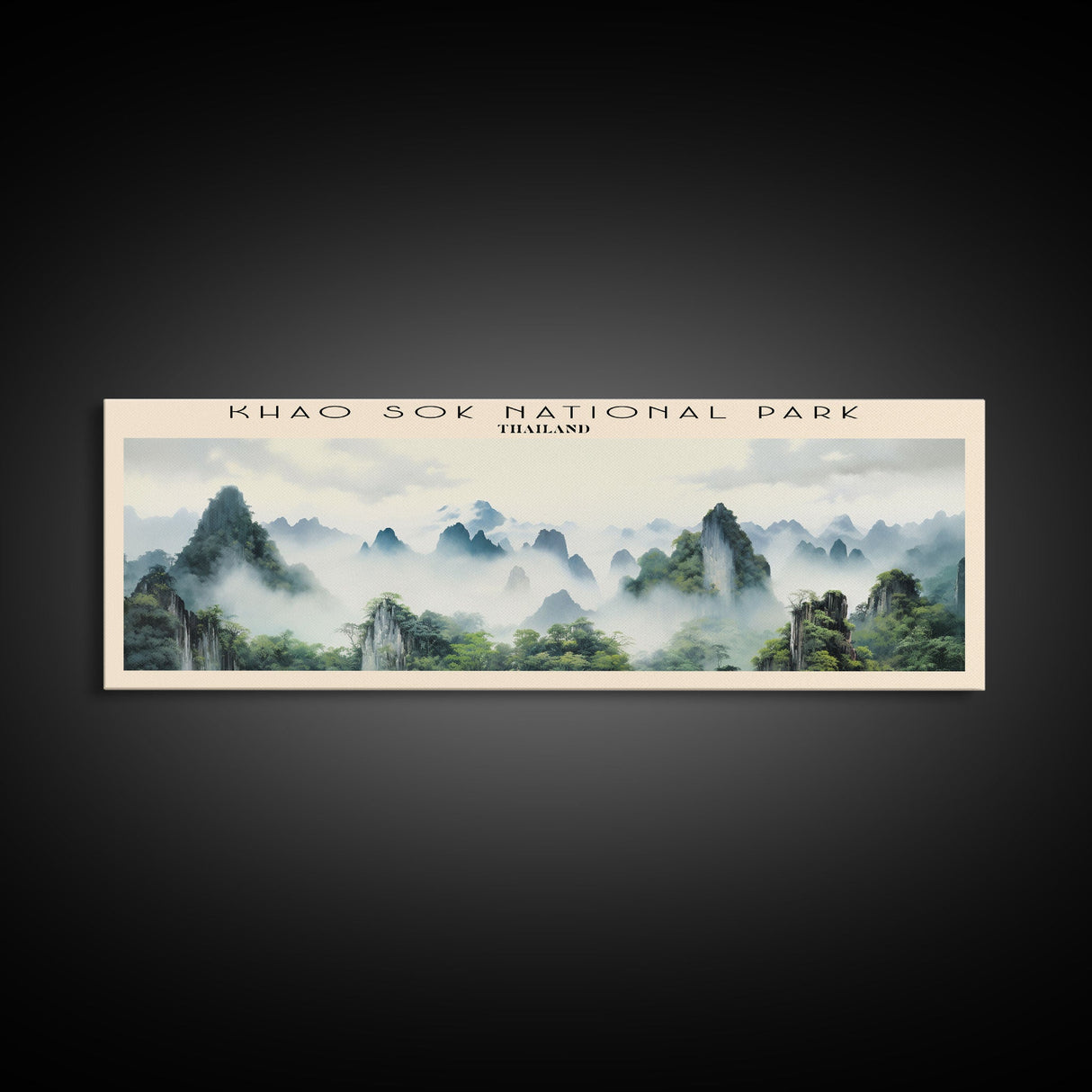 Khao Sok National Park COUNTRY | Framed Travel Poster Canvas Print | Trendy Wall Art | Watercolor Painting | Living Room Art | Unique Art