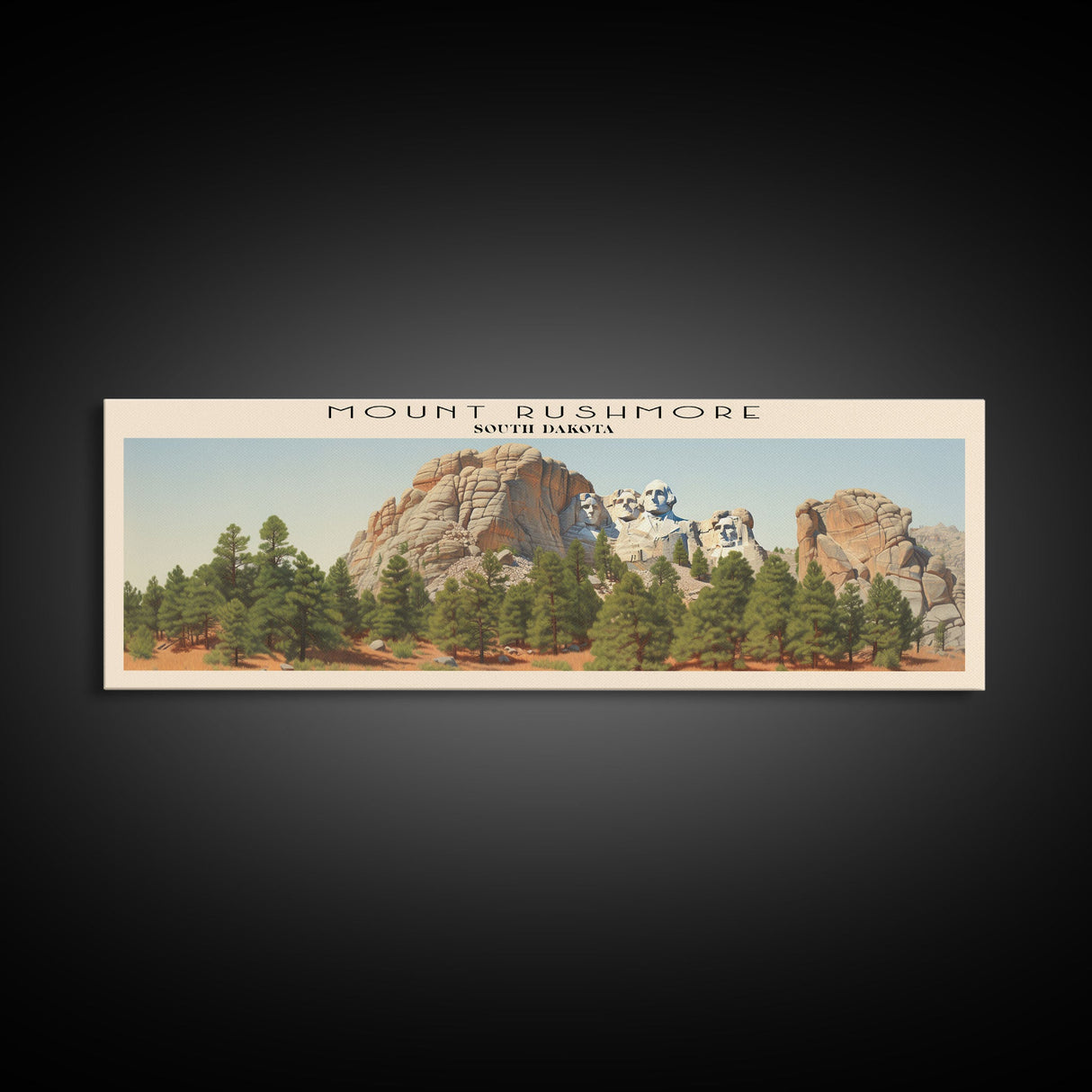 Mount Rushmore COUNTRY | Framed Travel Poster Canvas Print | Trendy Wall Art | Watercolor Painting | Living Room Art | Unique Art