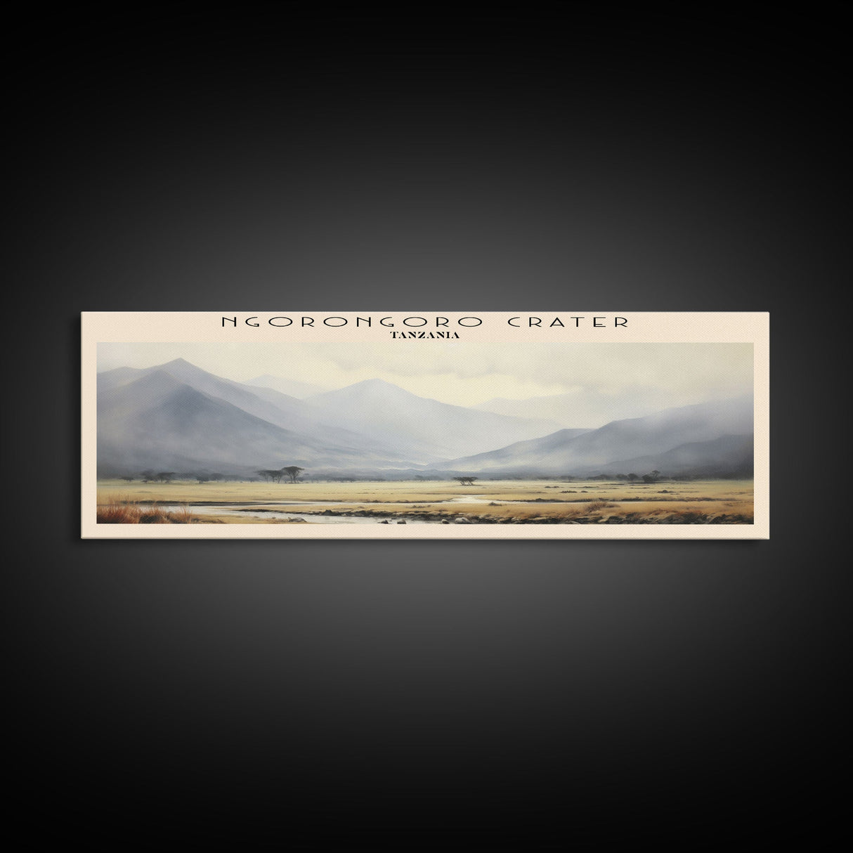 Ngorongoro Crater COUNTRY | Framed Travel Poster Canvas Print | Trendy Wall Art | Watercolor Painting | Living Room Art | Unique Art