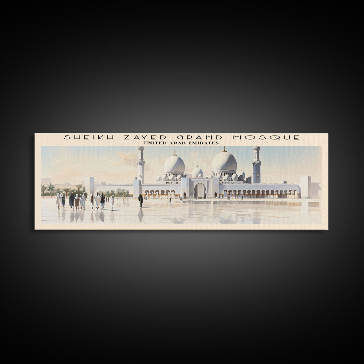 Sheikh Zayed Grand Mosque COUNTRY | Framed Travel Poster Canvas Print | Trendy Wall Art | Watercolor Painting | Living Room Art | Unique Art