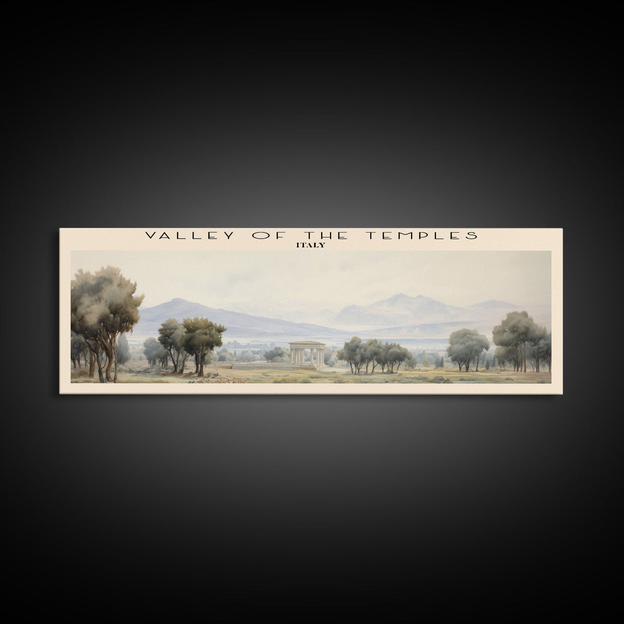 Valley of the Temples COUNTRY | Framed Travel Poster Canvas Print | Trendy Wall Art | Watercolor Painting | Living Room Art | Unique Art