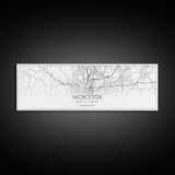 Panoramic Worcester City Map, Massachusetts Art, Map Print, Minimalist Wall Art, Canvas Art, Housewarming Gift, Street Map Art, Closing Gift